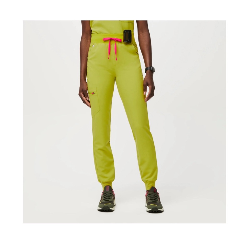 Figs high waisted Zamora joggers in limeade